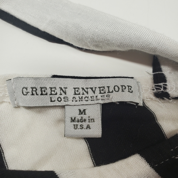 Green Envelope Black and White Striped Tshirt - Picture 4 of 6